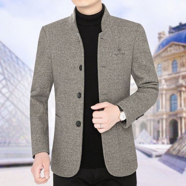 High End Jacket For Men New Item, Lapel Casual Jacket, Autumn And Winter Business Woolen Top With Thickened Velvet,_viptrois.com