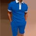 Men's Slim Fit Polo Shirt Set Short Sleeve Printed Zipper Lapel Pullover Casual Wear_viptrois.com