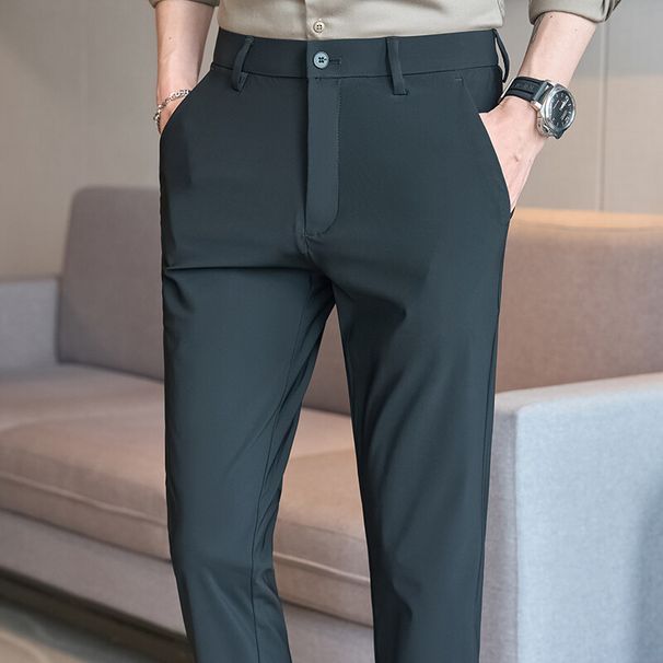 Men's Casual Dress Pants Summer Ice Silk High Elasticity plus Size Long Pants Cool Comfortable_viptrois.com