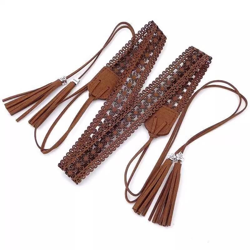 Braided hollowed out ethnic style belt Boho Haute Couture Accessories With Skirt Thin Belt_viptrois.com