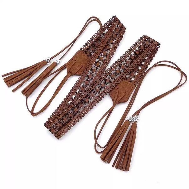 Braided hollowed out ethnic style belt Boho Haute Couture Accessories With Skirt Thin Belt_viptrois.com