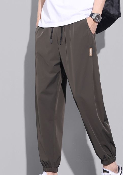 Men's Summer Thin Ice Silk Pants, Fashionable Teenagers' Casual Loose Sports Pants_viptrois.com