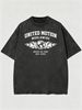 Washed Oversized United Motion Flame & Globe Graphic T-Shirt Men's Streetwear Tee_viptrois.com
