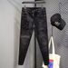 Man's clothing Fashion jeans men heavy iron drill print fashion stretch slim black men's pants_viptrois.com