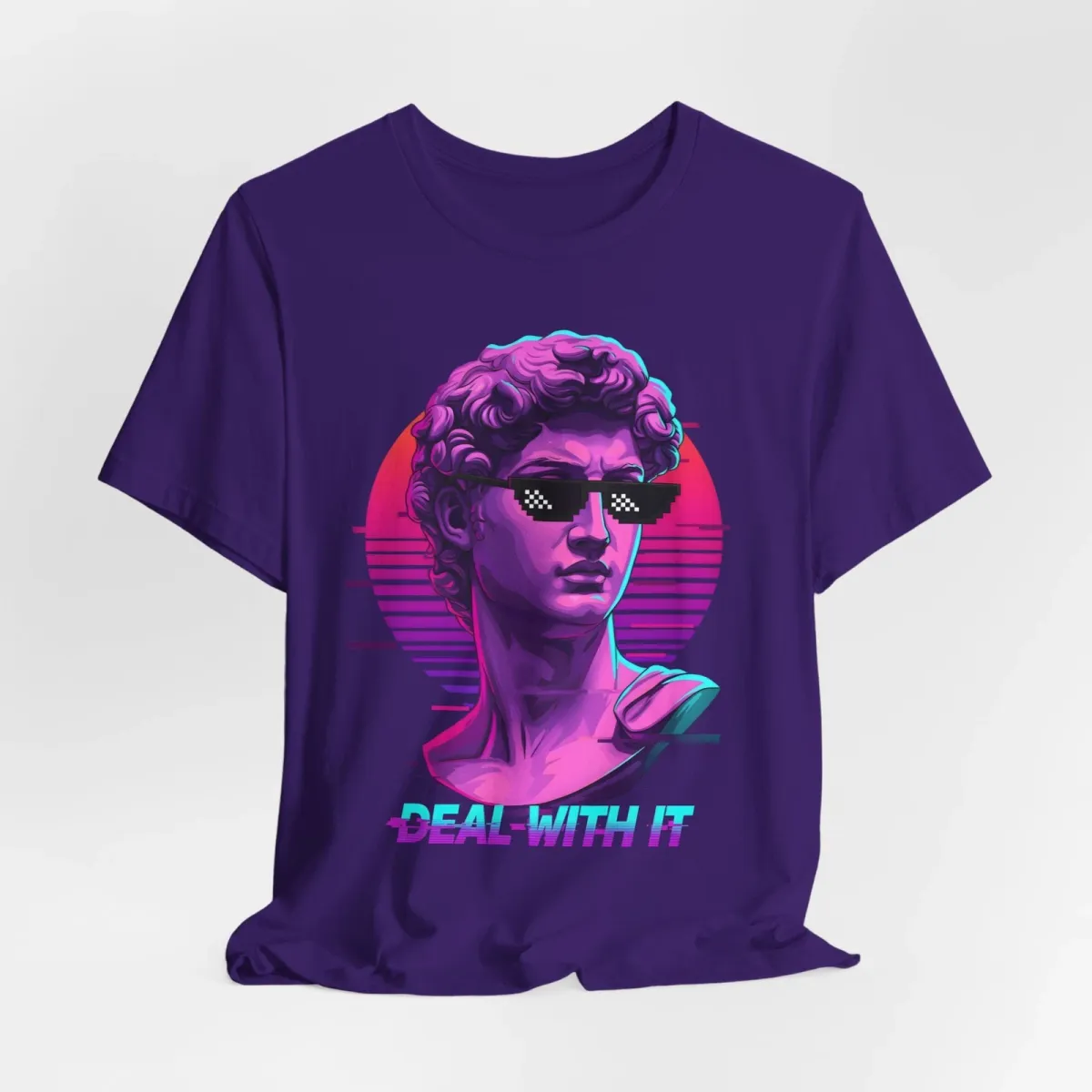 Cool Meme Statue Tee – Funny "Deal With It" Unisex Retro Graphic Shirt_viptrois.com