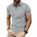 Men's Solid Color Short-sleeved Button-down Lapel T-shirt Casual Top_viptrois.com