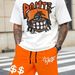Men's Cotton Hip Hop Pattern T Shirt White Short Sleeve Round Cotton T Shirt_viptrois.com