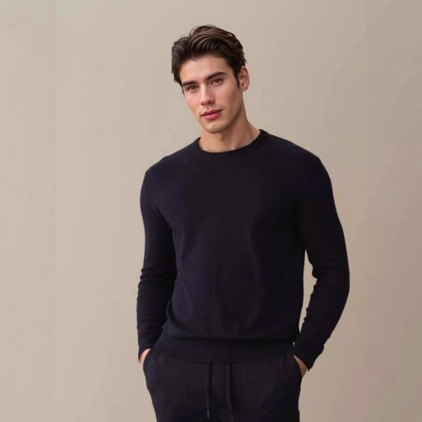Men’s Slim Fit Wool Blend Sweater – Long Sleeve Crew Neck Knit For Casual & Business (M-4XL, White/Black/Charcoal/Beige)_viptrois.com