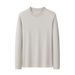 Pure Cotton Long Sleeve 230g Round Neck Base Layer For Men Versatile Solid Color Men's T-Shirt With Embroidered Logo_viptrois.com