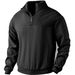 Vintage-Inspired Zip-Up Knit Sweatshirt With Contrast Panels - Relaxed Fit, Long Sleeve, Unisex Casual Pullover For Fall & Winter_viptrois.com
