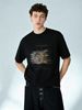European Style Men's Short Sleeve T-Shirt, ECLIPSED Watercolor Moon Print, Casual Round Neck Tee_viptrois.com