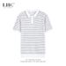 Men's Clothing Ice Silk Knitted High End Men's Polo Shirt Trendy Summer Lapel Striped Paul Business Men's Short Sleeved T Shirt_viptrois.com