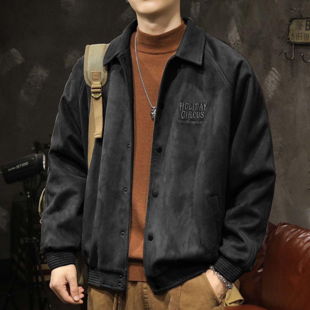 High-end Spring And Autumn New Ins Trend Suede Jacket Men's Loose Turn-down Collar Retro Casual Versatile Coat_viptrois.com