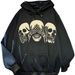 2024 New Skull Hand Blocking Face Print National Trend Treasure Boy Hoodie Versatile Cool Pullover Sweatshirt_viptrois.com