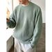 Men's Chunky Knit Sweater - Oversized Cable Knit Pullover With Textured Design, Casual Crewneck Jumper For Autumn Winter, Retro Streetwear Style_viptrois.com
