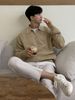 Zippered Men's Lapel Korean Version Casual Long Sleeved Solid Color Knitted Sweater Top Coat Trendy_viptrois.com