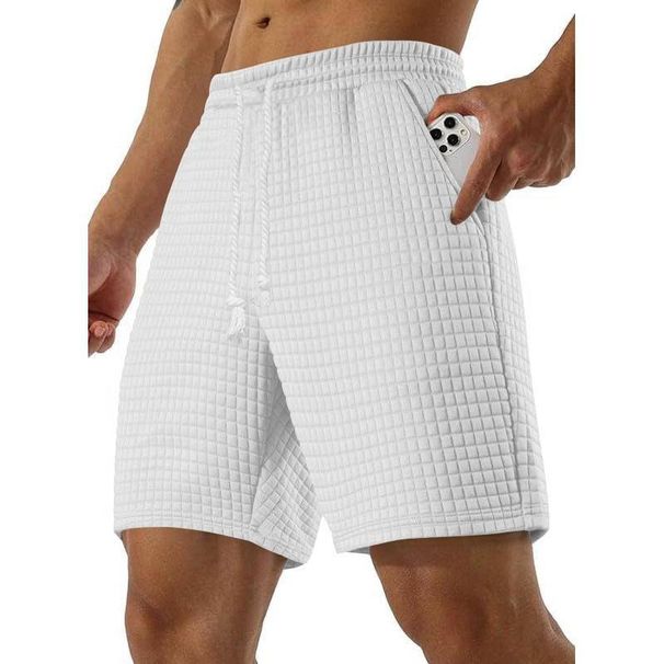 In The Summer Of 2025, Men Can Wear Loose New Solid-color Small Checkered Sporty And Casual Straight-leg Shorts_viptrois.com
