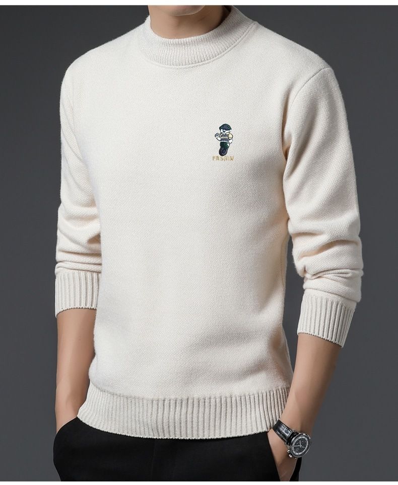 High End Chenille For Men's Casual And Thickened Integrated Plush Warm Knit Base Sweater Winter Trend_viptrois.com