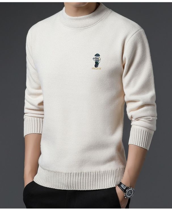 High End Chenille For Men's Casual And Thickened Integrated Plush Warm Knit Base Sweater Winter Trend_viptrois.com