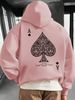 Men's Autumn And Winter Casual Fashionable Loose Hooded Sweatshirt With Geometric Spade Print Warm Long Sleeved Pullover_viptrois.com