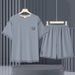 Men's Clothing Stylish Casual Shorts & T-Shirt 2-Piece Set - Trendy Color Blocking & Embroidery Design - Breathable Polyester - S/M/L/XL/2XL/3XL/4XL_viptrois.com