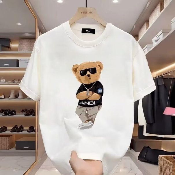 Men's Clothing Printing Loose Casual Heavy Cotton Short Sleeved T Shirt Young Men And Women All Match Tops_viptrois.com