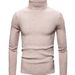 Men's Slim Fit High Neck Sweater – Korean Style Stretch Knit Pullover For Autumn & Winter (M-XXXL) – Breathable Polyester Blend Casual Turtleneck_viptrois.com