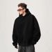 400G Heavy Short Hoodie Sweater Men's Autumn And Winter Trendy Brand Stiff Basic American Top Flower Gray Coat_viptrois.com