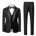 Men's Clothing Suit Three Piece Green Collar Groom Wedding Suit Men's Slim Wine Red Groomsman Suit Wedding Dress_viptrois.com
