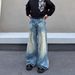 Men's Vintage Distressed Jeans – Relaxed Fit Straight-Leg Denim With Whisker & Crease Details (S-Xxxl, Mid-Rise, Cotton Blend, Streetwear)_viptrois.com