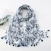 Unisex Cotton and linen thin silk scarf Women's scarf print cape Blue leaf sun fringe beach cape_viptrois.com