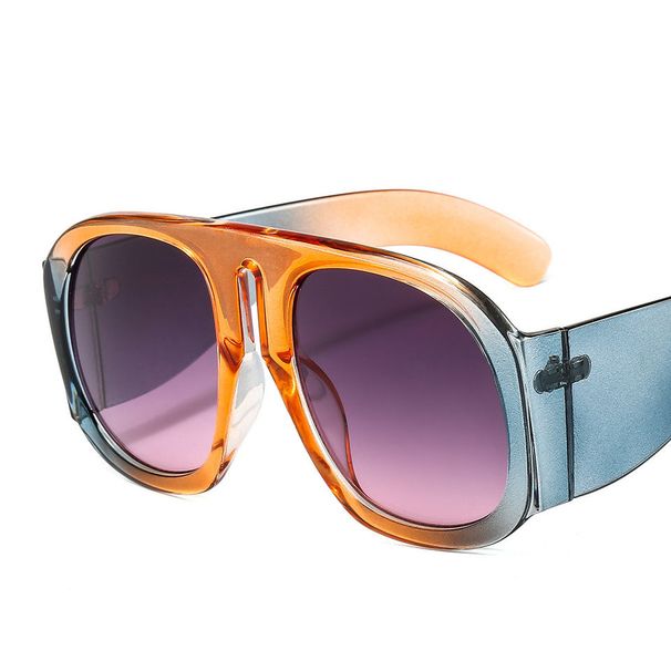 Temperament Oversized Frame Fashion Women's Concave Style Street Shot Hip-hop Personality Contrasting Sunglasses_viptrois.com
