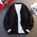 Men's Clothing Men's Autumn Casual Knit Cardigan Sweater - Soft Long Sleeve Open Front Coat, Loose Fit, Ribbed Cuff & Collar, Machine Washable_viptrois.com