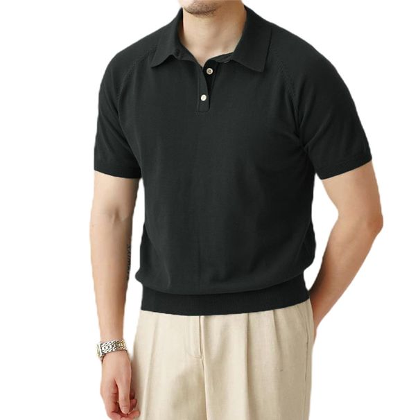 Men's Slim Fit Short Sleeve Polo Shirt - Breathable & Lightweight Knit T-Shirt For Summer - Business Casual & Everyday Wear_viptrois.com