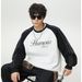 Monochrome Man- Color-Block Contrast Stitching Raglan Sleeve Crew Neck Sweatshirt Autumn Winter New American Retro Fuzzy Dot Print Top_viptrois.com