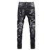 Light Ripped Patchwork Jeans For Men, European And American Style, Stretchy Slim-fit, High-end Vintage Washed_viptrois.com