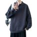 Loom Loom Russian Ozon Solid Color Knitted Polo Sweater For Men, Autumn And Winter Turn-Down Collar Sweater, Korean Style, Lazy_viptrois.com