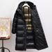 New Black Gold Men And Women, Long White Goose Down Couple Hooded Jacket For Winter_viptrois.com