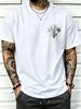 100% Cotton Men Casual T-shirt 3D Fleur-de-lis Symbol Print Crew Neck Short Sleeve Daily Streetwear Top_viptrois.com
