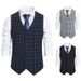 Men's Plaid British Slim Best Man Double-breasted Vest Men's Gentleman Suit Work Vintage Vest_viptrois.com