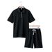 Men's Summer Casual Short Sleeve Polo Shirt & Shorts Set | Breathable Checkered Pattern | Relaxed Fit For Vacation & Daily Wear_viptrois.com
