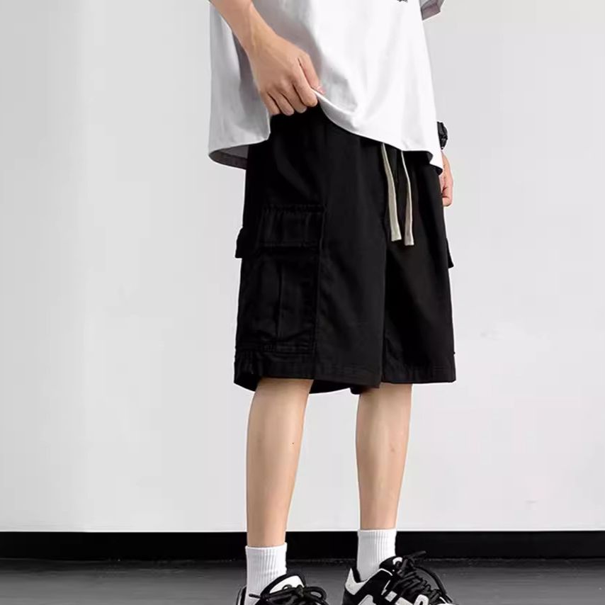 Men’s Clothing Shorts Men Summer Trend Army Green Overalls Thin Loose Shorts Casual Straight Cotton Pants_viptrois.com