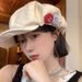 Cotton And Linen Octagonal Hat, Summer Colorful Felt Button Painter Hat, Asymmetrical Cloud Beret_viptrois.com