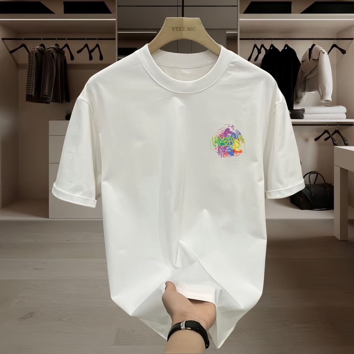 Printed Round Neck Versatile Simple T-shirt Pure Cotton Summer Trend Short-sleeved T-shirt Men's And Women's Hong Kong Style Loose Letters_viptrois.com
