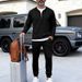 Men's Retro Waffle-Knit Polo & Pants Set - Loose Fit Long Sleeve Henley Lounge Suit, Casual Two-Piece Outfit In 5 Colors_viptrois.com