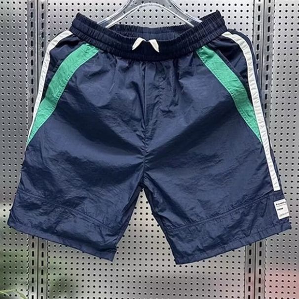 Men's Contrast Color Block Sport Shorts, Loose Fit 5-Inch Casual Athletic Short Pants With Side Stripes_viptrois.com