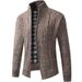 Men’s Fleece-Lined Knit Cardigan – Warm Winter Sweater For Casual & Work (Blue/Light Gray/Dark Gray/Burgundy/Espresso, M-XXXL)_viptrois.com