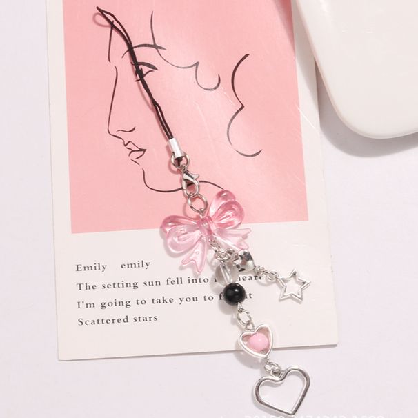 New Sweet Asian Style Bow Keychain Pendant Creative Mobile Phone Short Chain Love Five Pointed Star Accessories Bag Decoration_viptrois.com
