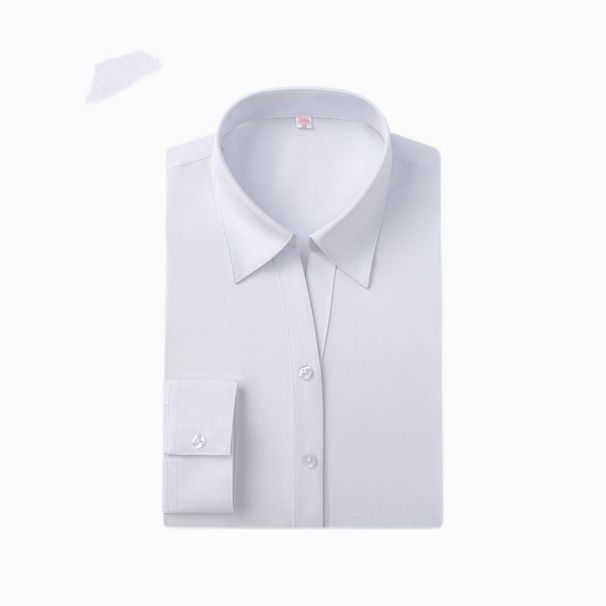 Men's Clothing New Tencel Cotton Long Sleeved Non Iron Anti Wrinkle Business Professional Women's White Shirt_viptrois.com