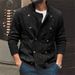 2026 European-USA Style Knitwear Cardigan Outerwear Men Acrylic Half High Collar Pure Color Double-Breasted Long Sleeve Slim Sweater_viptrois.com